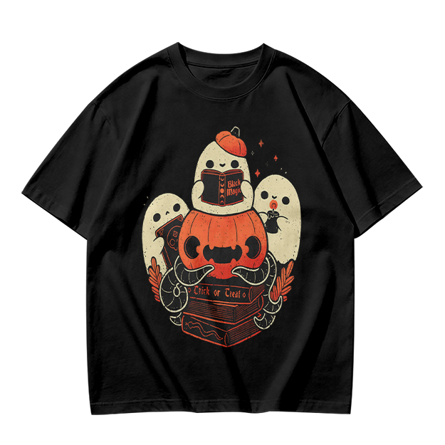 Olive Halloween Ghosts Jack-o'-Lantern Graphic T-Shirt
