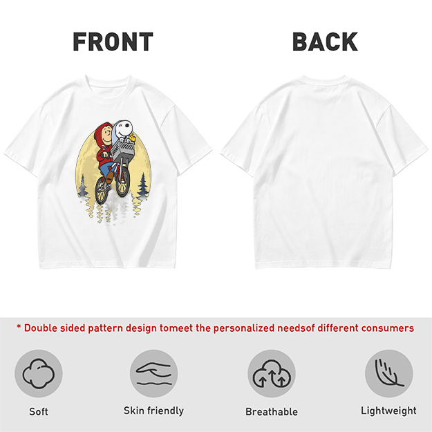 Snoopy and Charlie Brown Bicycle Moon Graphic T-Shirt