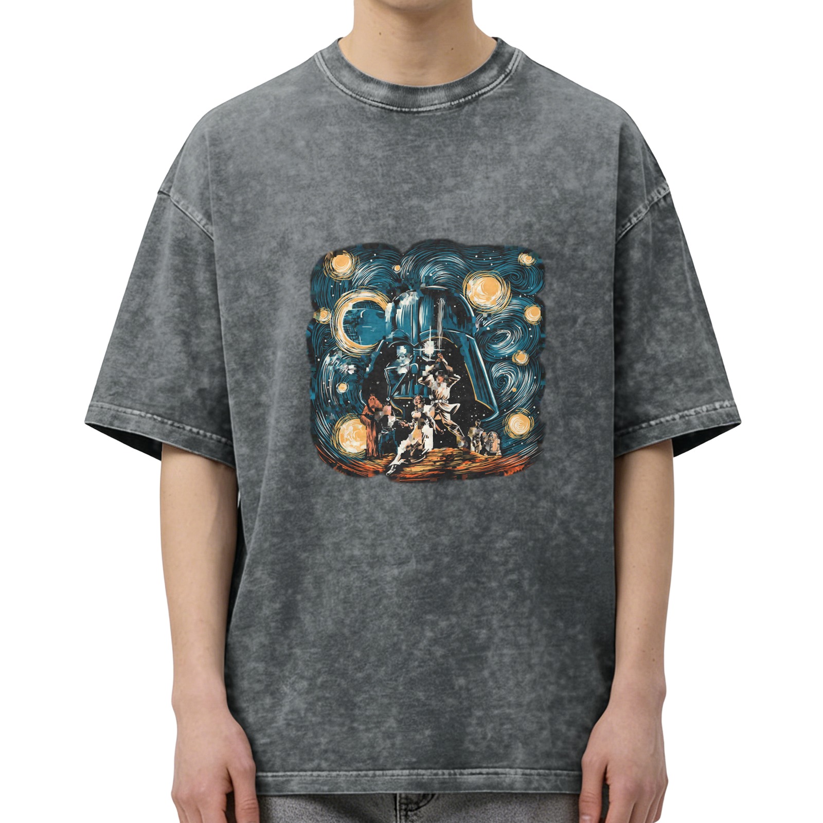 Star Wars Darth Vader Starry Night Graphic Vintage Wash T-Shirt