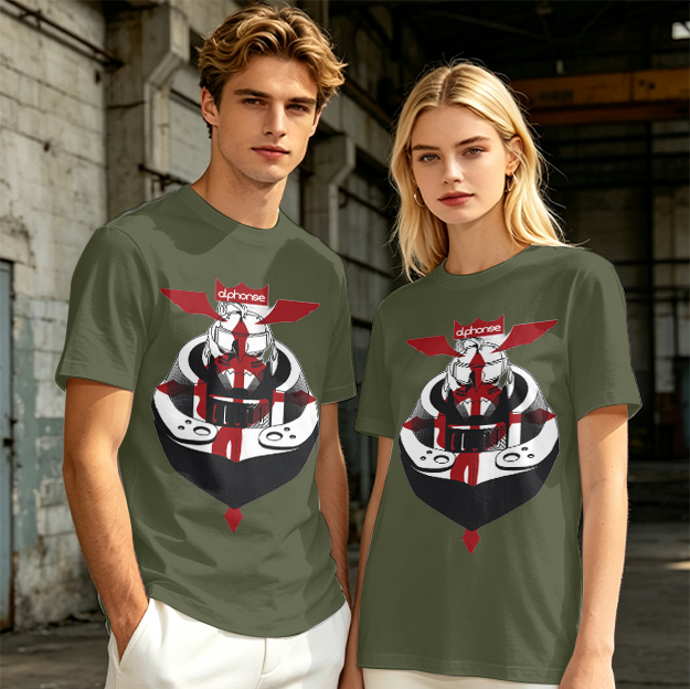 Olive T-Shirt with Knight Helmet Graphic Print