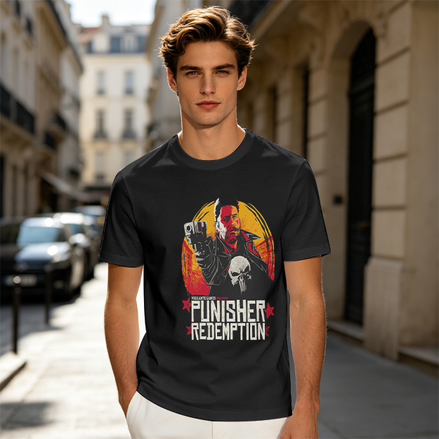 Olive Green Punisher Redemption Graphic T-Shirt