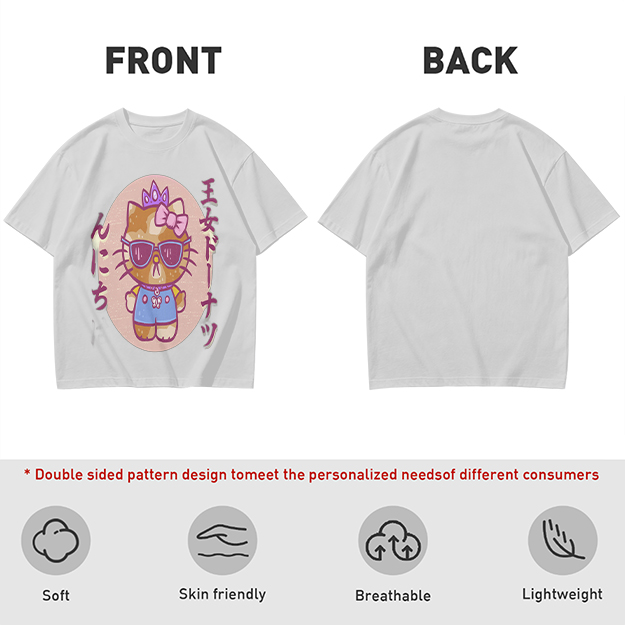 Olive T-Shirt with Cool Princess Cat Graphic Print