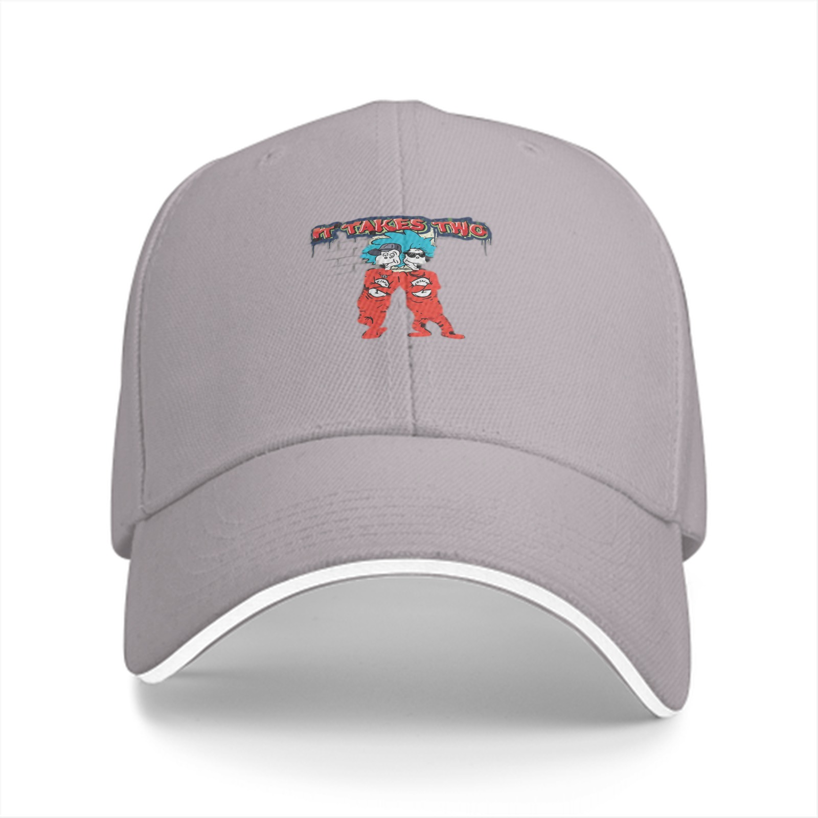 Black baseball cap with 'It Takes Two' graphic design