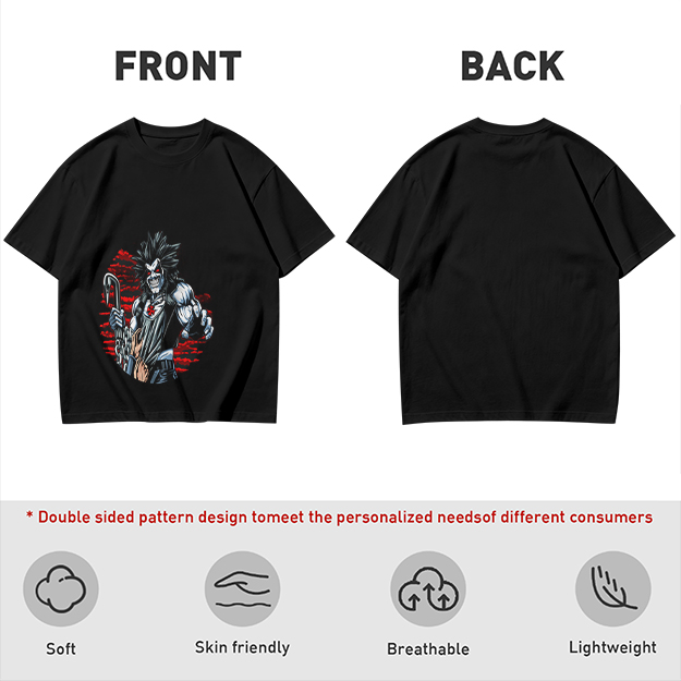 Olive T-shirt with Lobo Comic Character Graphic Print