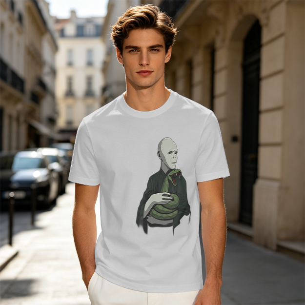 Olive T-shirt with Voldemort and Nagini Graphic Print