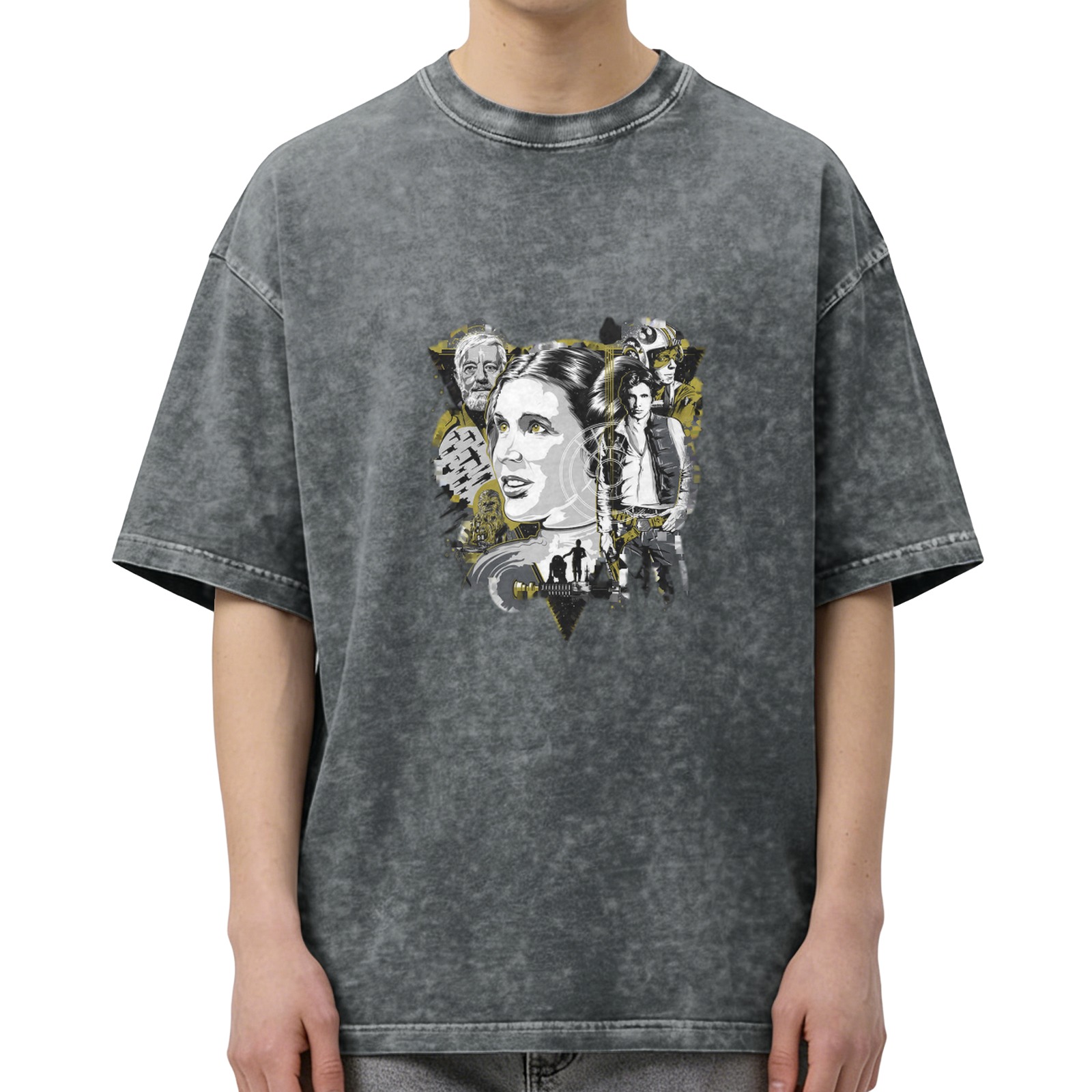 Star Wars themed distressed short-sleeved T-shirt
