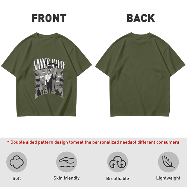 Olive T-Shirt Featuring Spider Manny Graphic Print