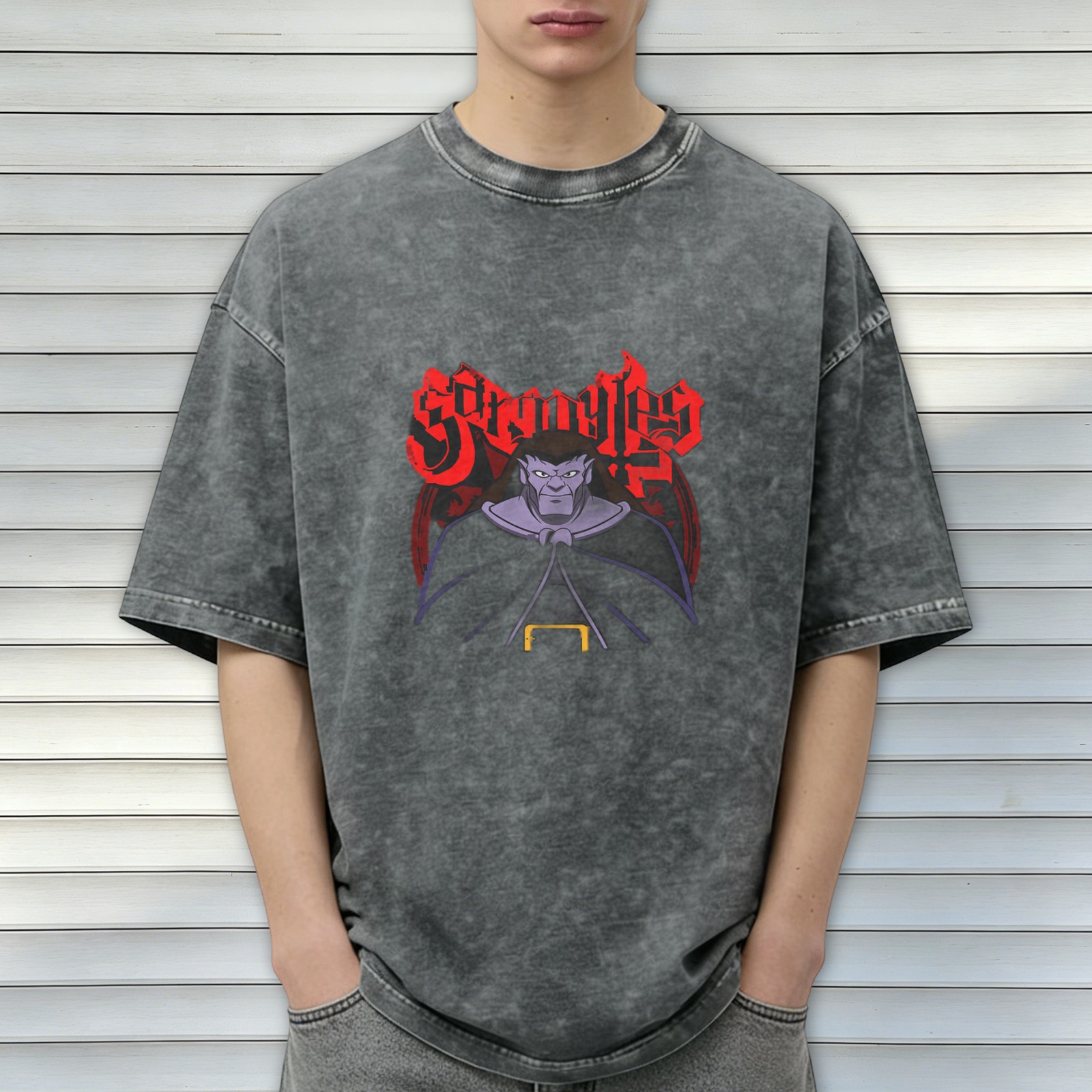 Gargoyles Stonewashed Graphic T-Shirt with Character Art
