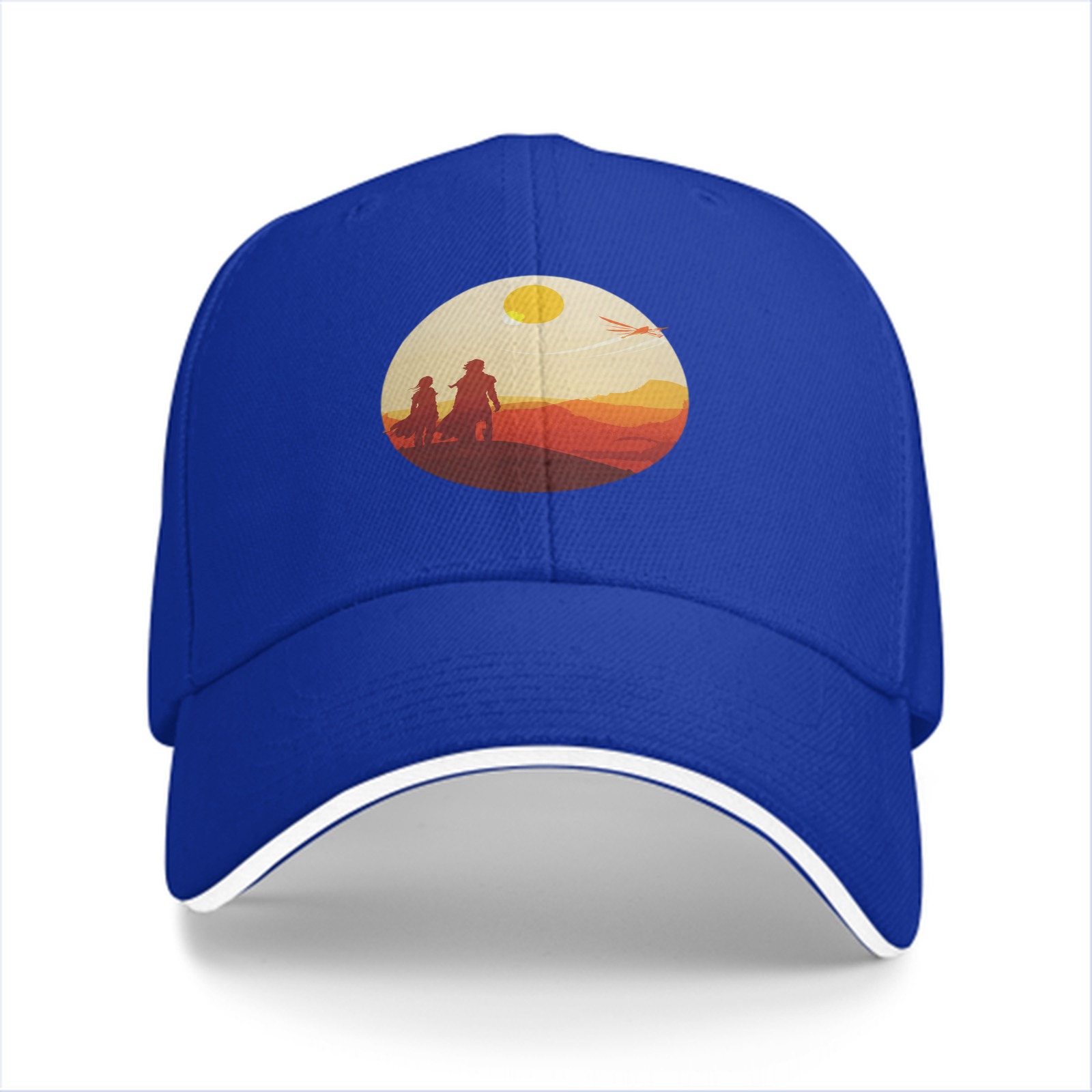 Black baseball cap with desert sunset silhouette print