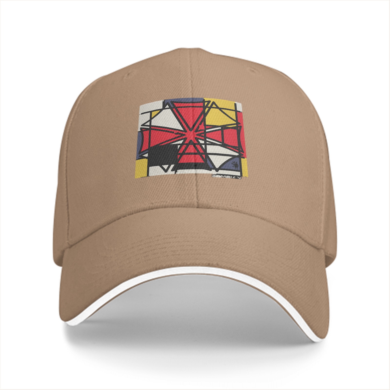Black Baseball Cap With Abstract Geometric Art Print