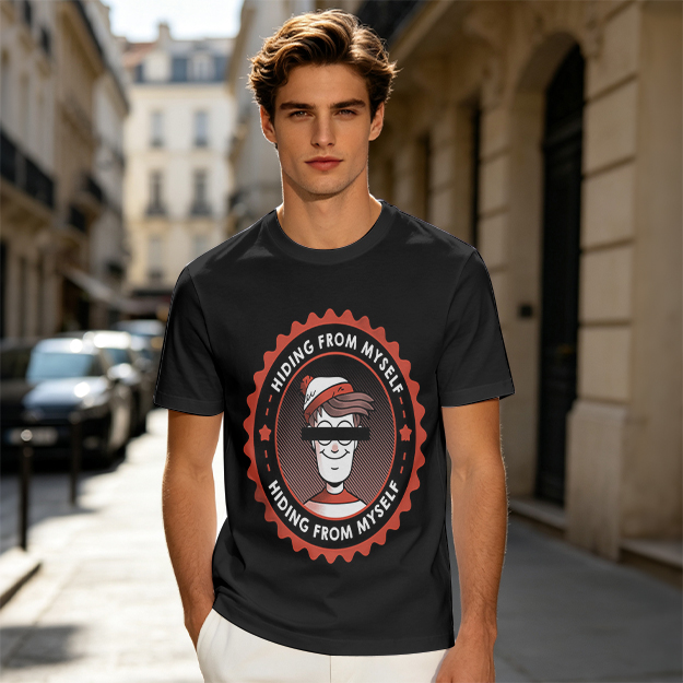 Olive T-Shirt With Hiding From Myself Graphic Print