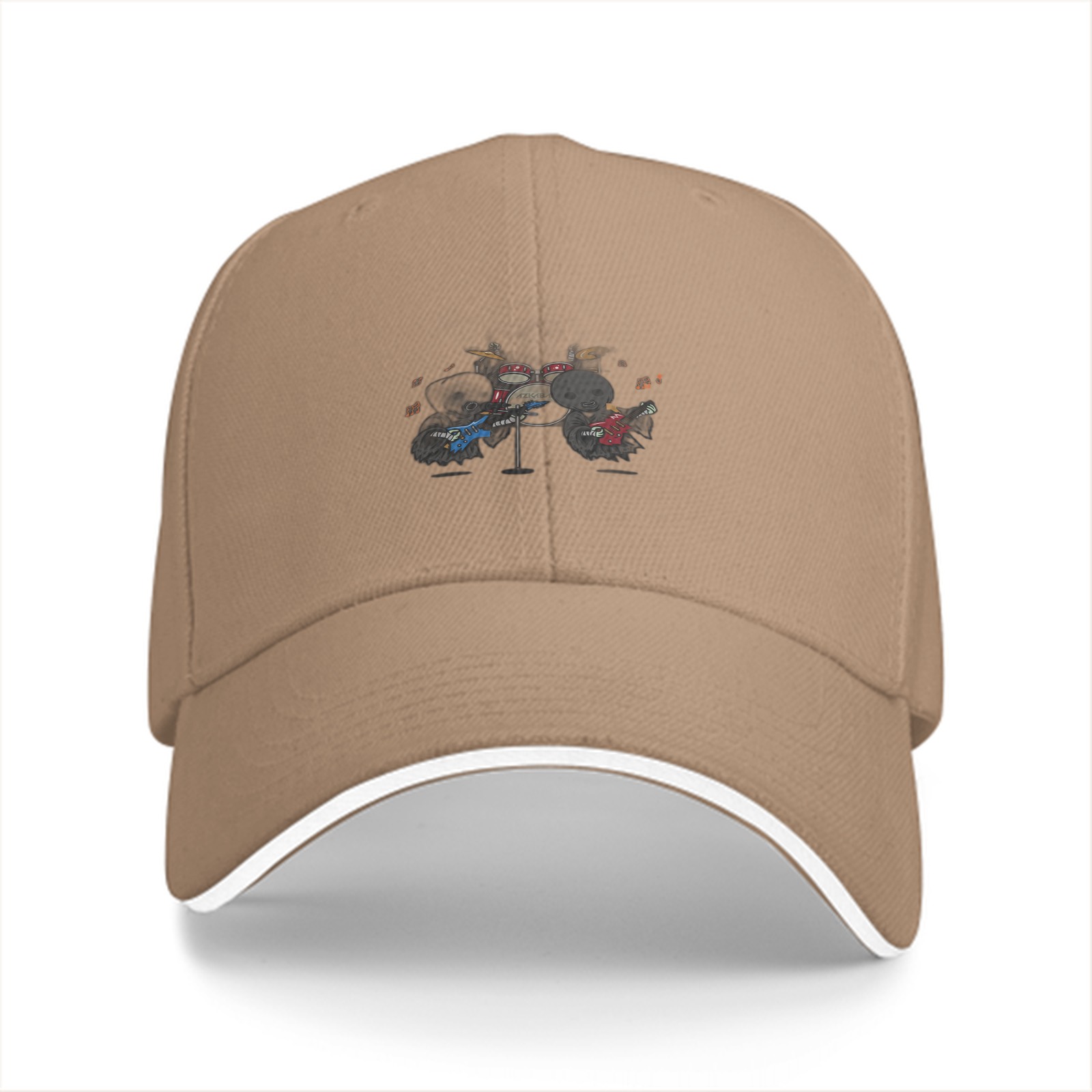 Black Baseball Cap With Cute Animal Rock Band Graphic