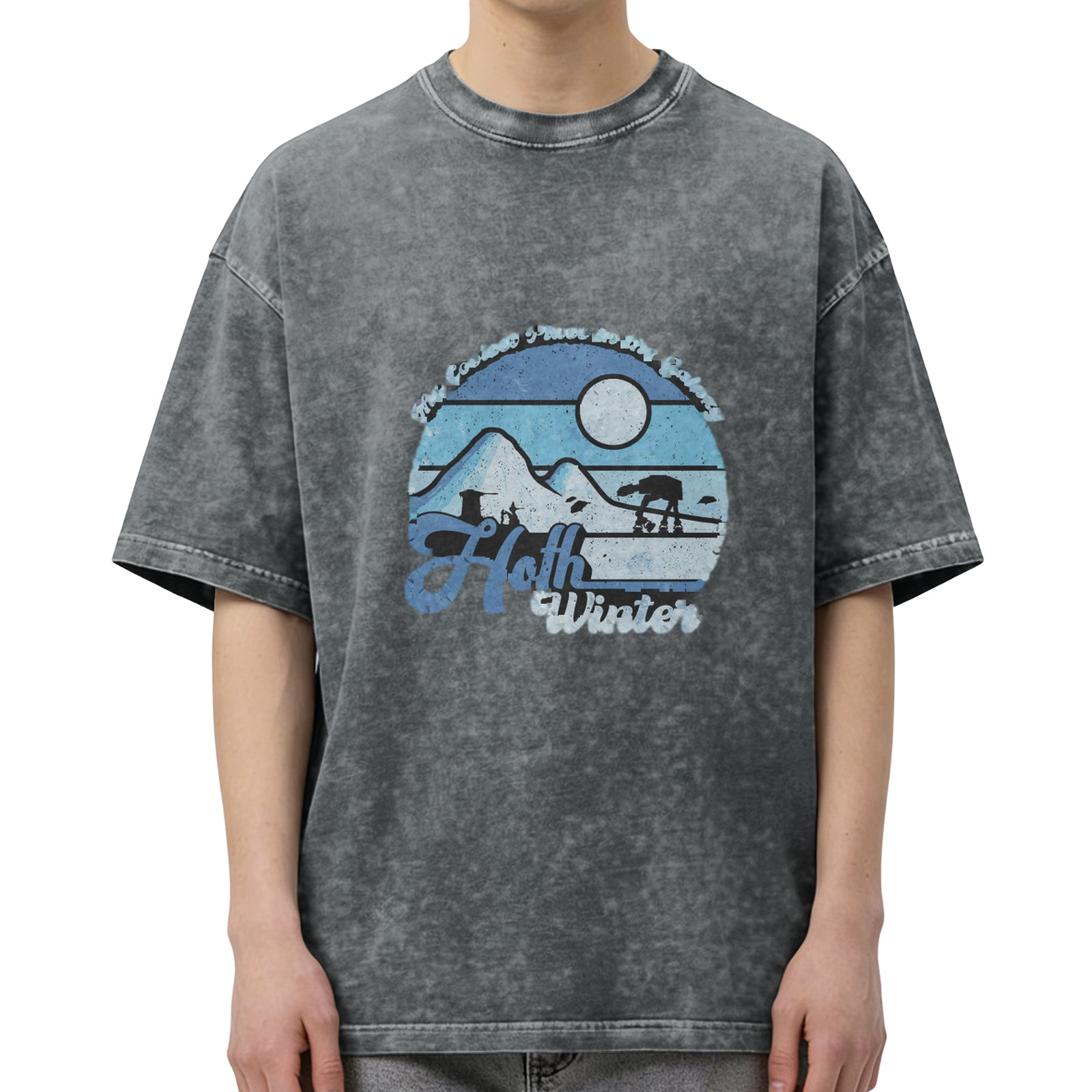 Hoth Winter Star Wars Inspired Acid Wash Graphic T-Shirt