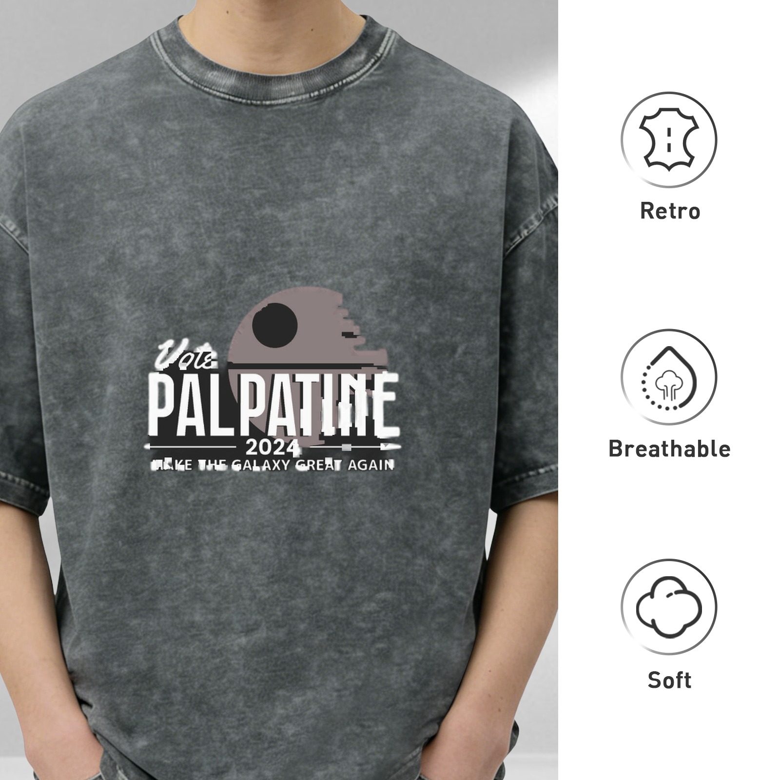 Vote Palpatine 2024 Make The Galaxy Great Again Acid Wash T-Shirt