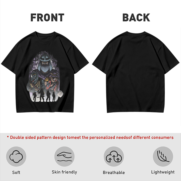 Olive T-Shirt with Teenage Mutant Ninja Turtles Villains Print