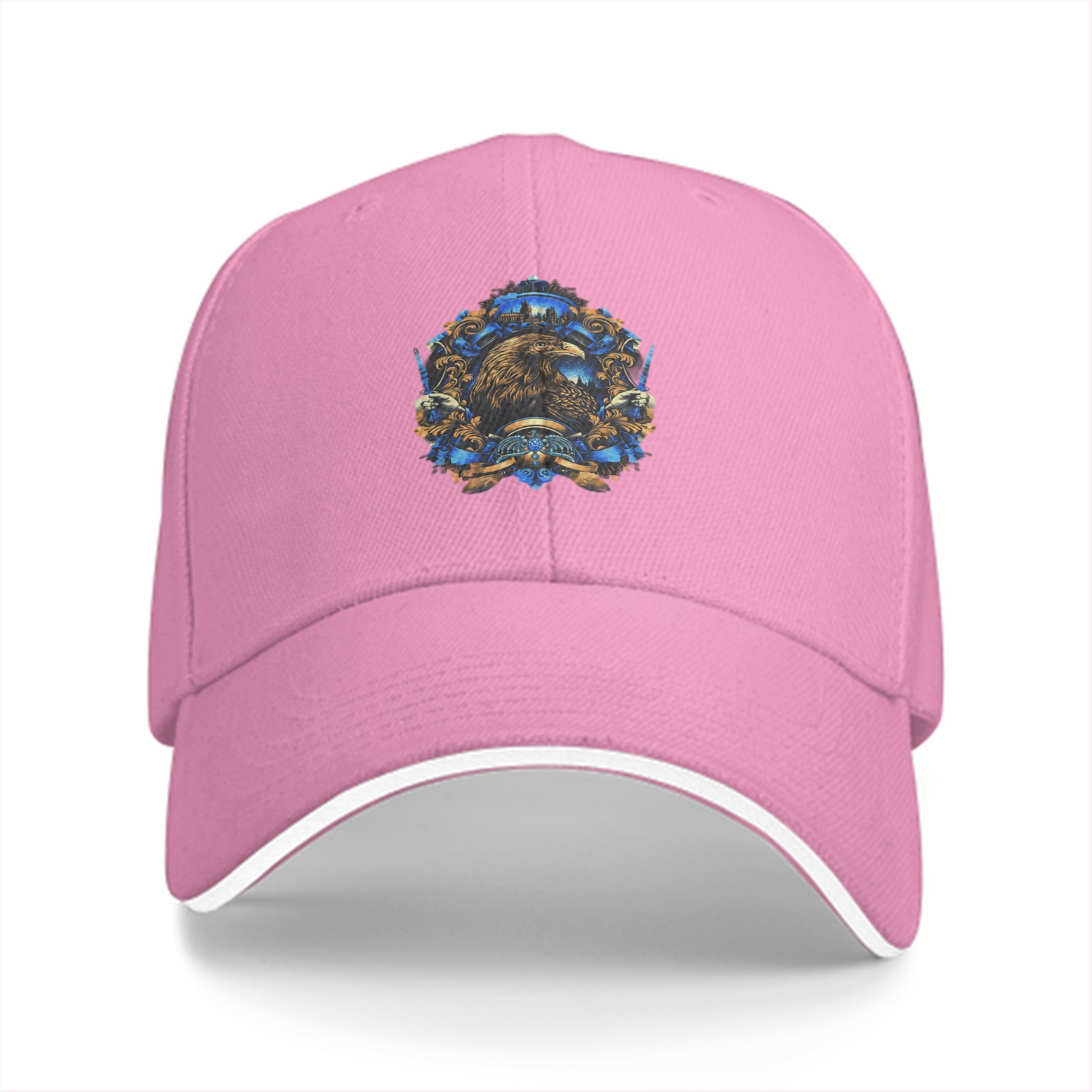 Black Baseball Cap With Detailed Eagle Crest Graphic