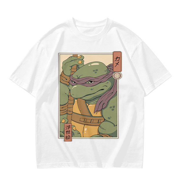 Olive T-shirt with Ukiyo-e style Donatello graphic print