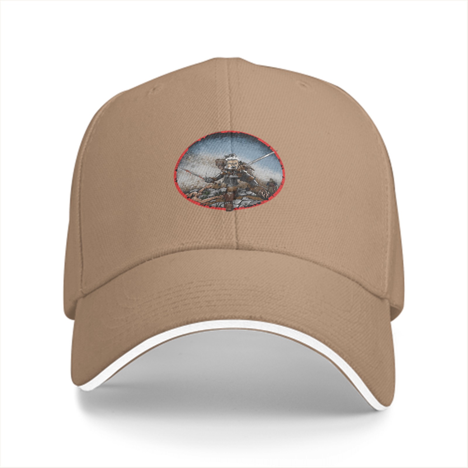 Black baseball cap with warrior battle scene graphic