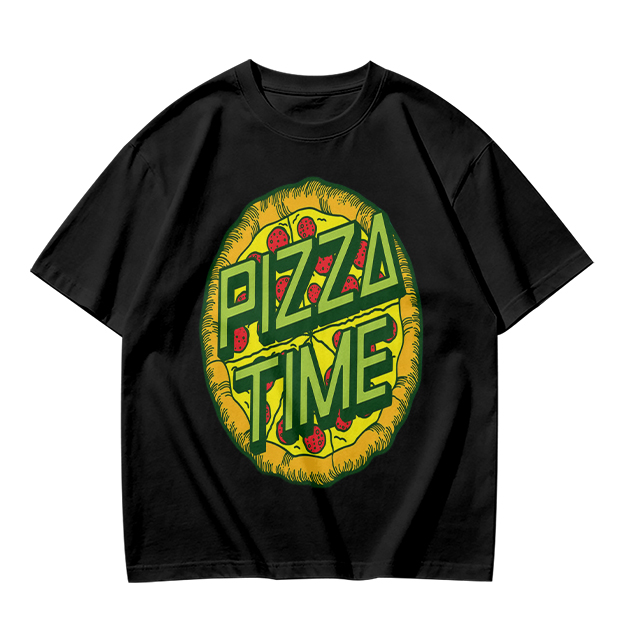 Olive Green Pizza Time Graphic T-Shirt