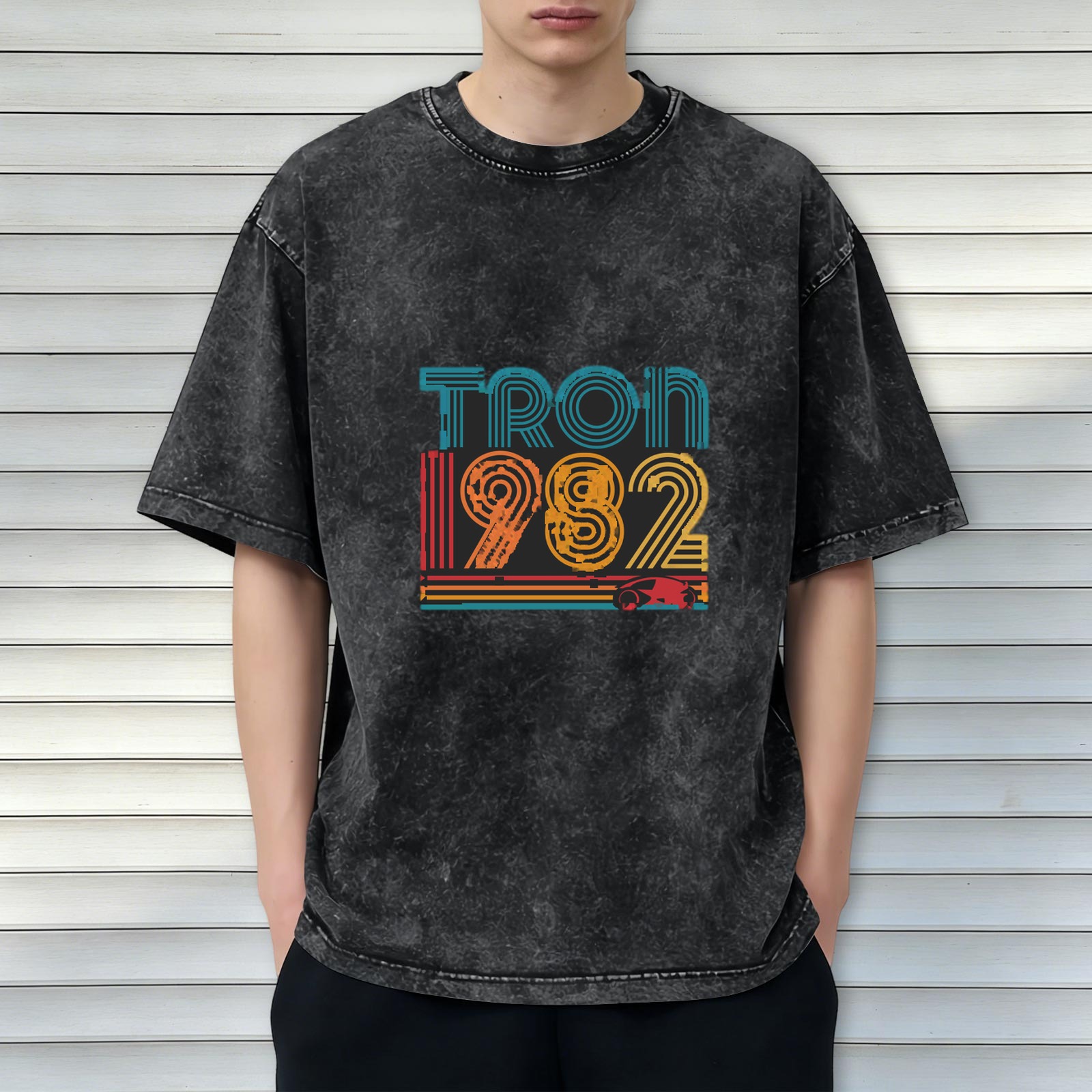 Tron 1982 Retro Graphic Acid Wash Oversized T-Shirt