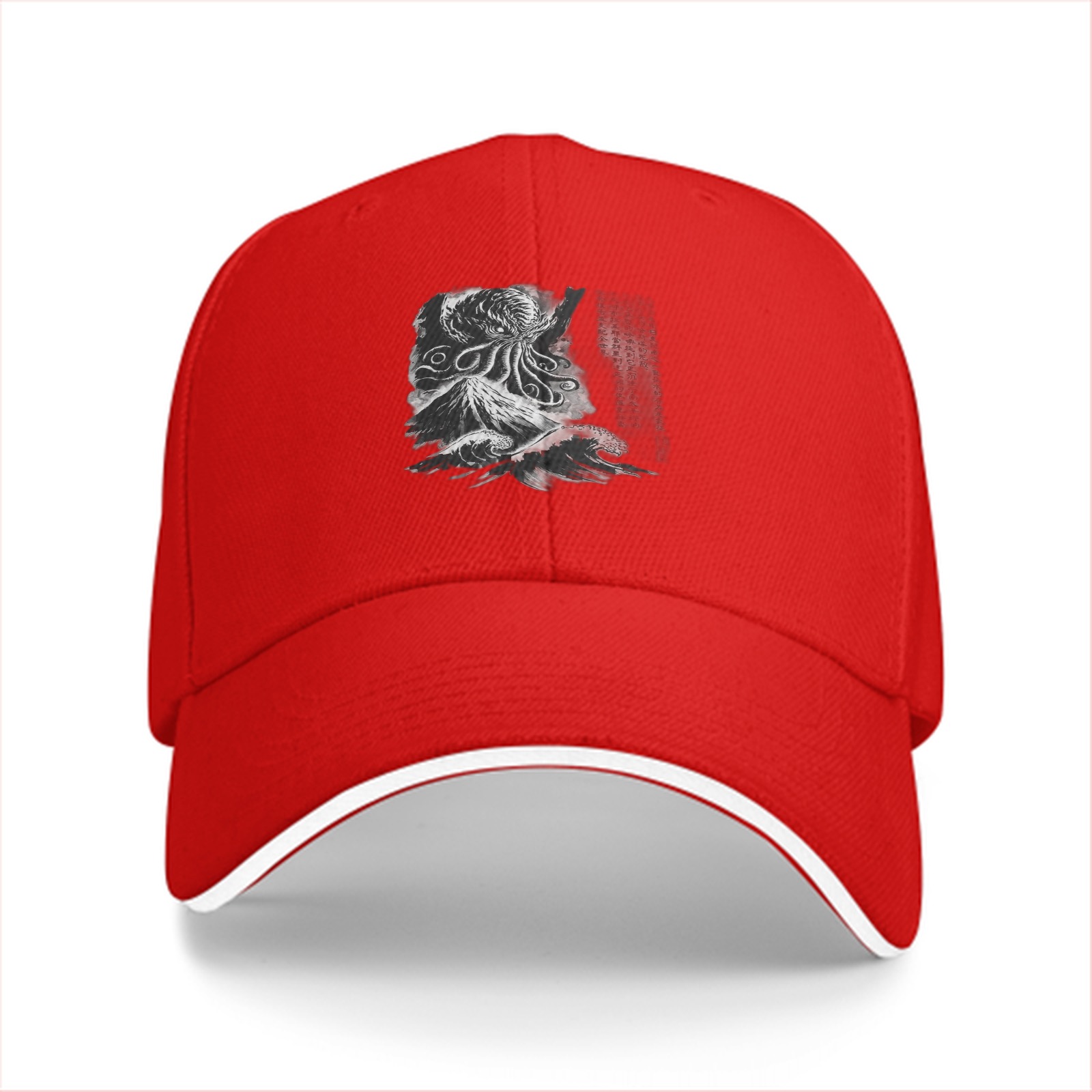 Black Baseball Cap With Cthulhu Octopus Monster Graphic
