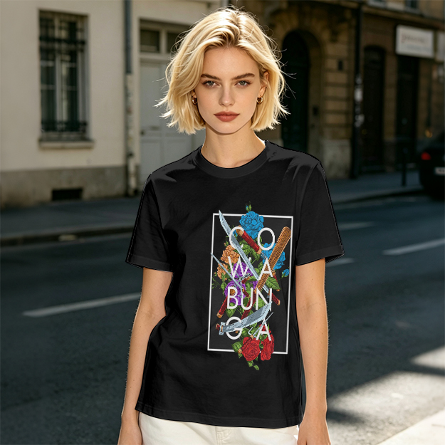 Olive Graphic T-Shirt with Cowabunga Floral Weapon Art