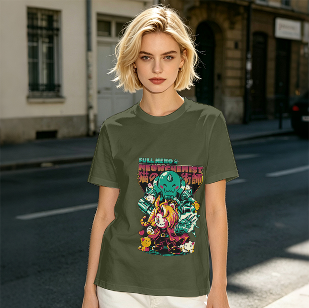 Full Neko Meowchemist Anime Graphic T-Shirt Design