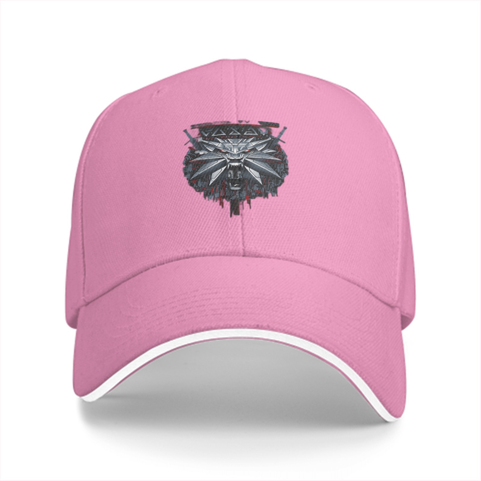 Black Baseball Cap With Witcher Wolf Medallion Graphic