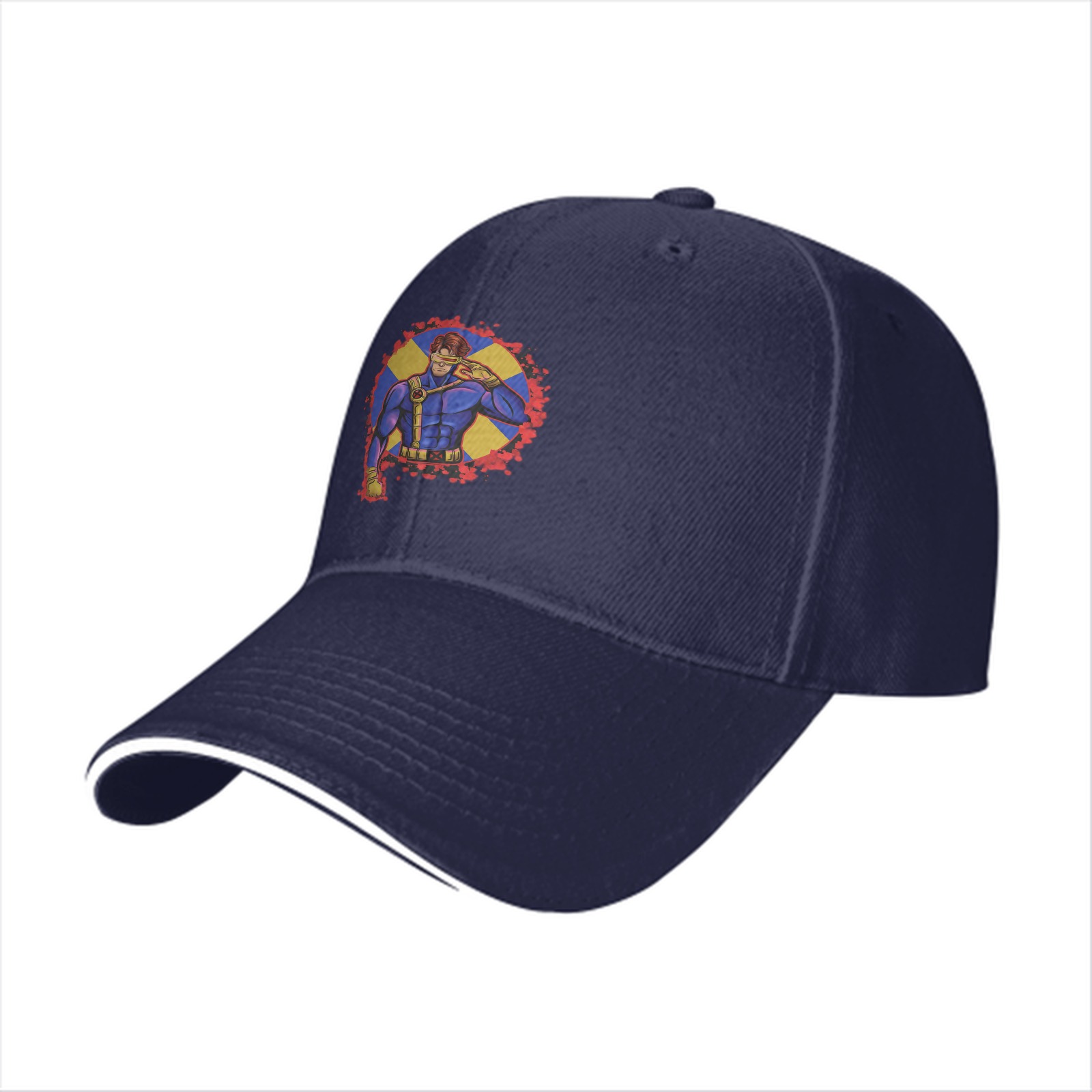 Black baseball cap with Cyclops X-Men graphic print