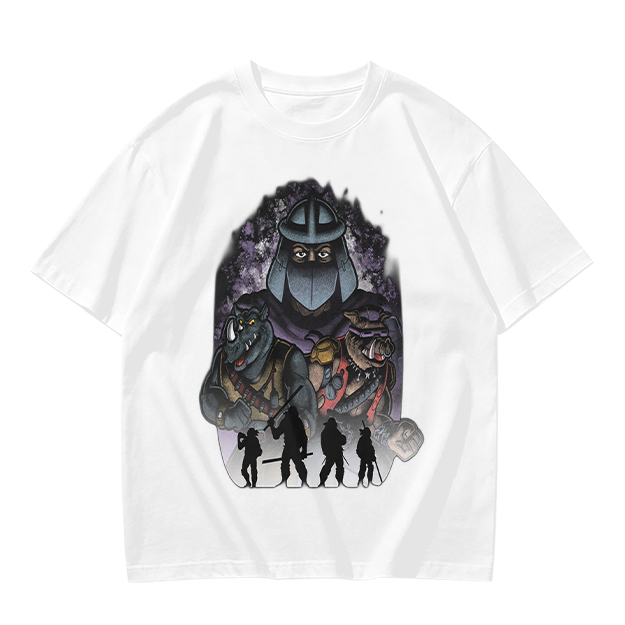 Olive T-Shirt with Teenage Mutant Ninja Turtles Villains Print