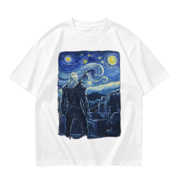 Olive T-Shirt With Starry Night Witcher Art Print