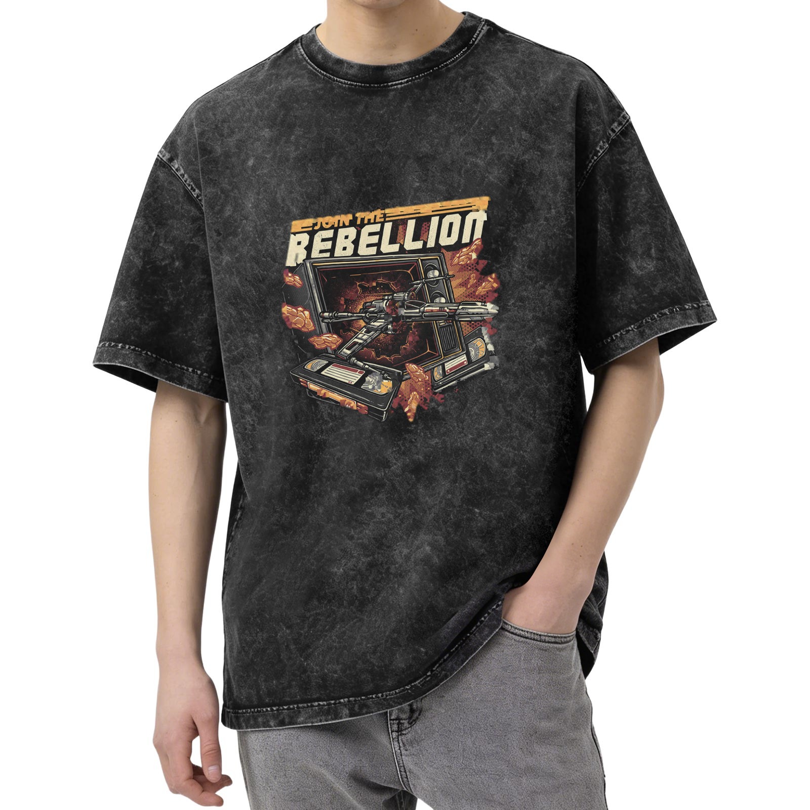 Join The Rebellion Vintage Washed Graphic T-Shirt
