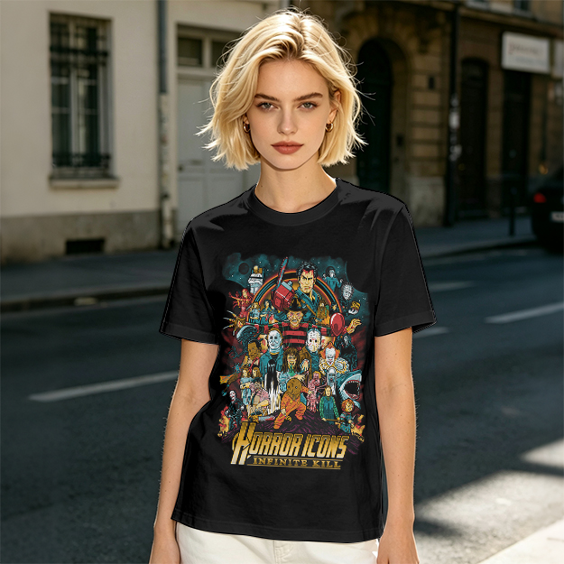 Horror Icons Group Graphic T-Shirt