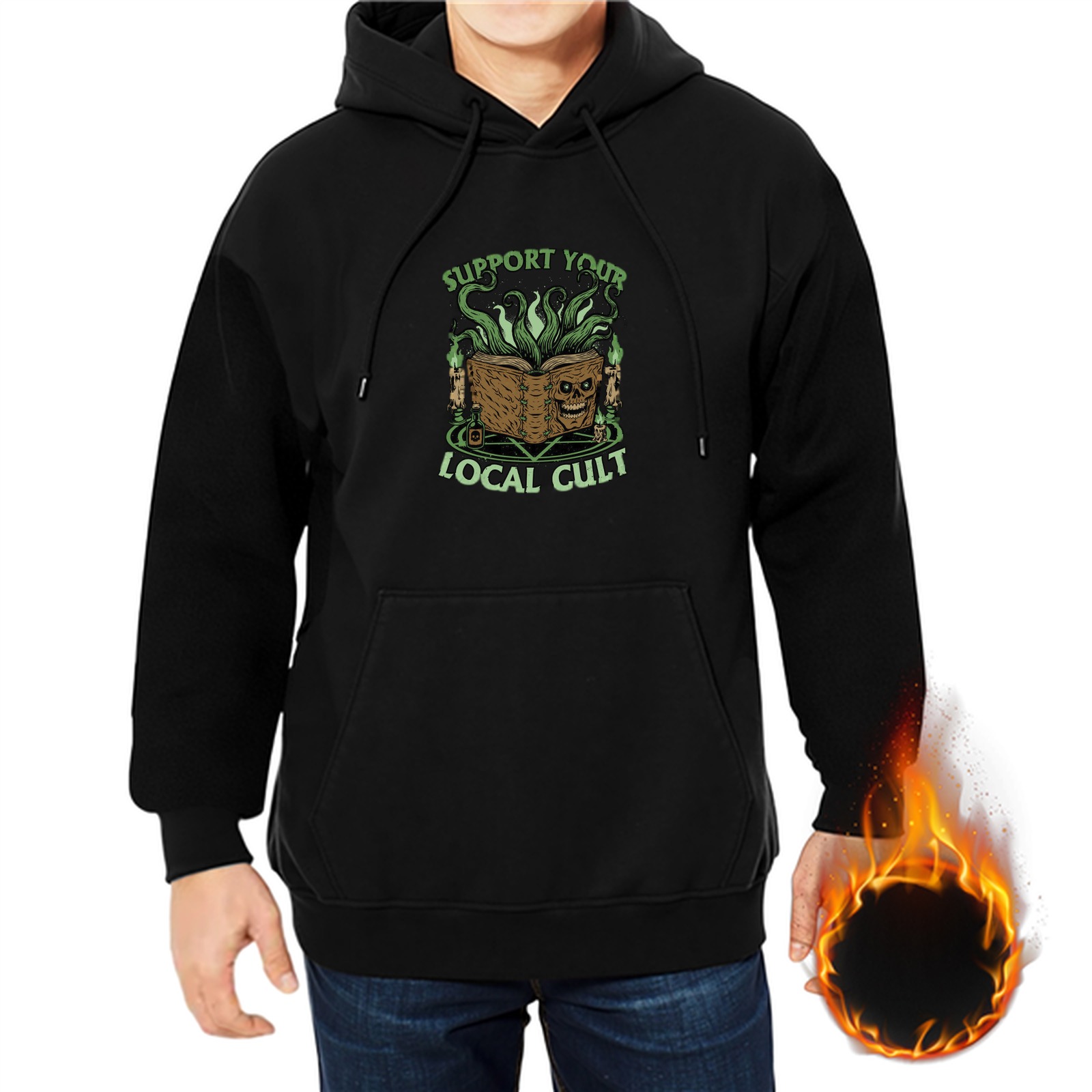 Support Your Local Cult Graphic Black Hoodie