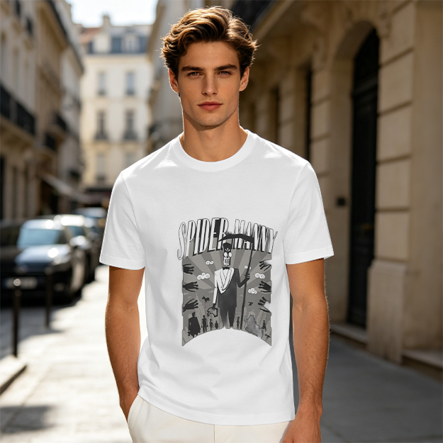 Olive T-Shirt Featuring Spider Manny Graphic Print