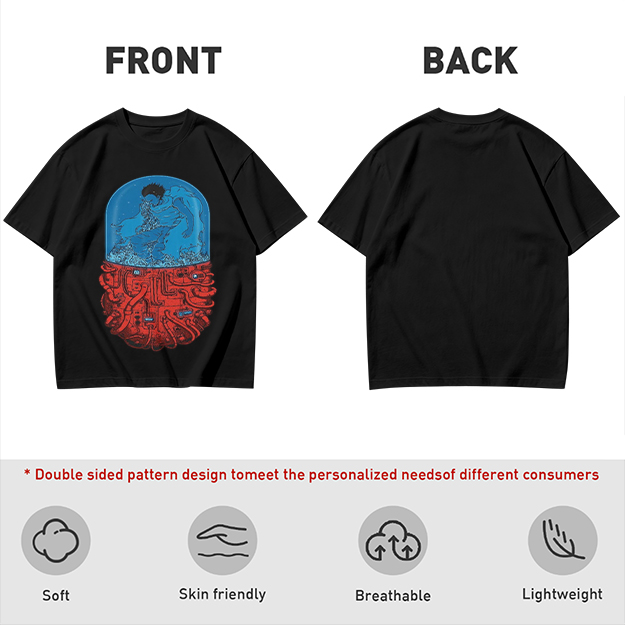 Olive T-Shirt With Surreal Capsule Water Figure Graphic