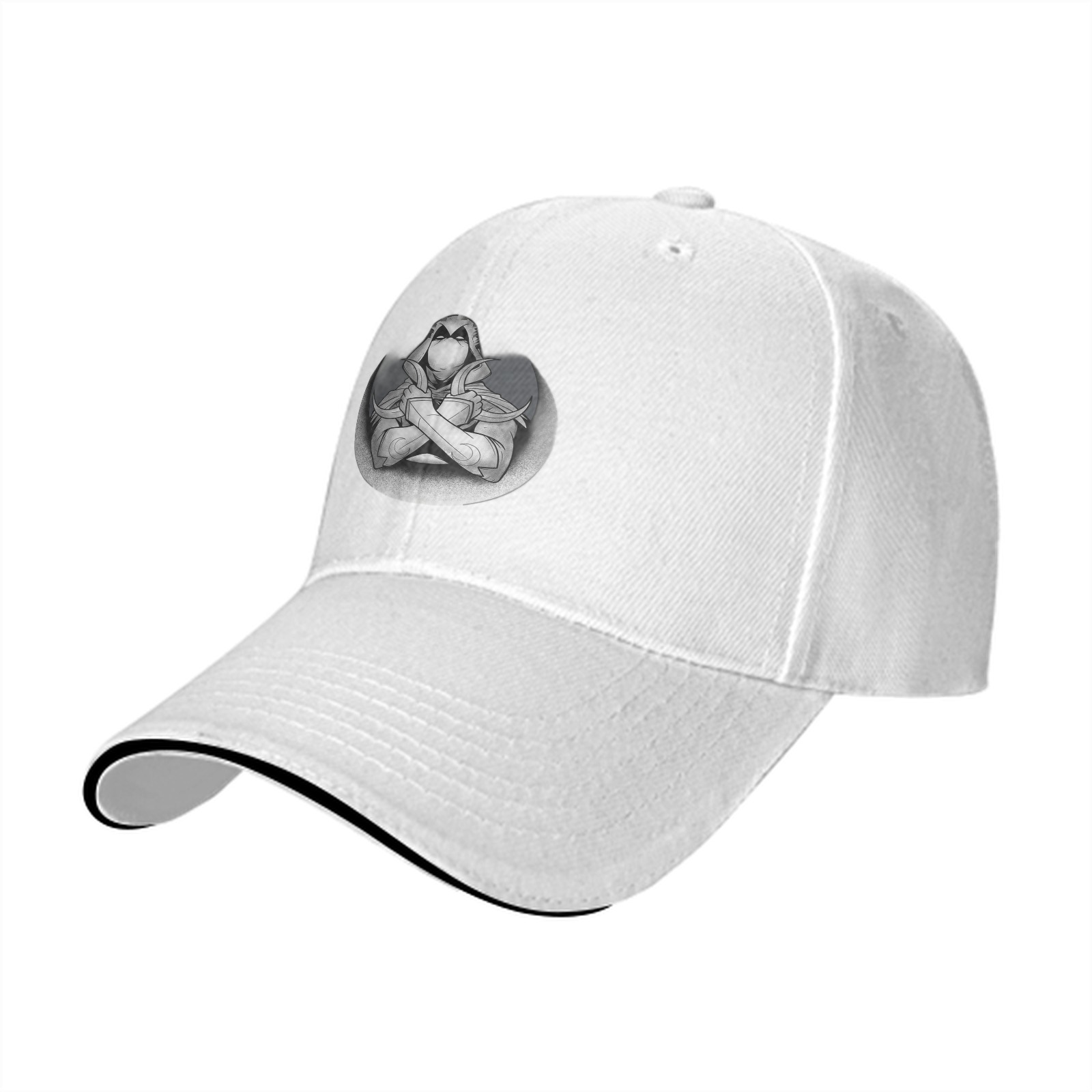 Black Baseball Cap With Hooded Assassin Character Print