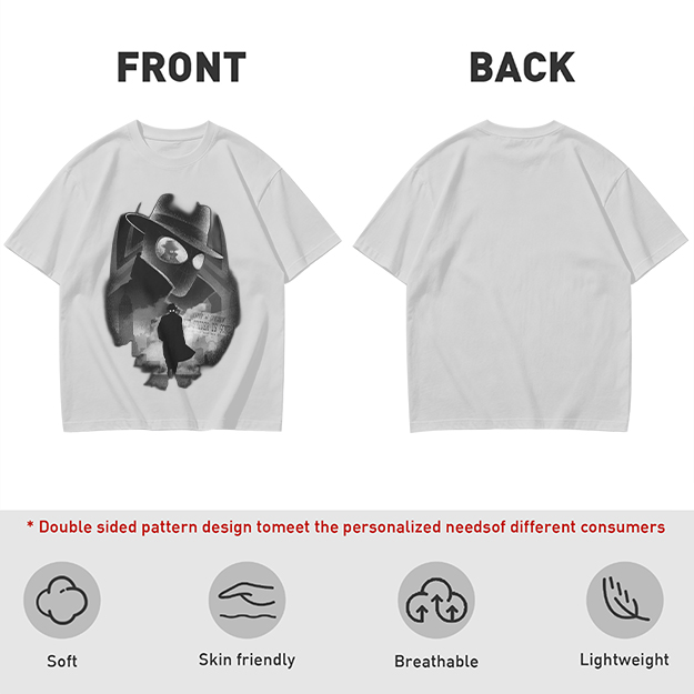 Olive T-Shirt With Noir Detective Silhouette Graphic Print
