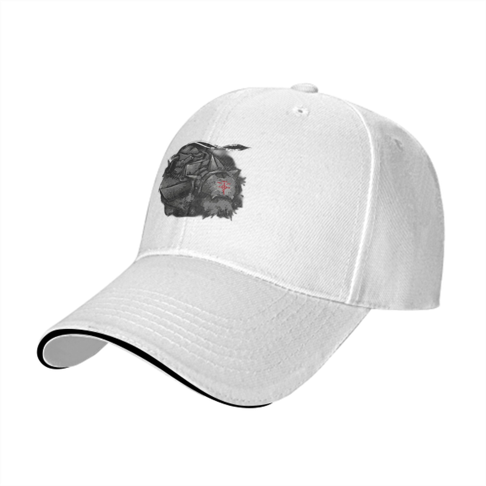 Black Baseball Cap With Fullmetal Alchemist Alphonse Print