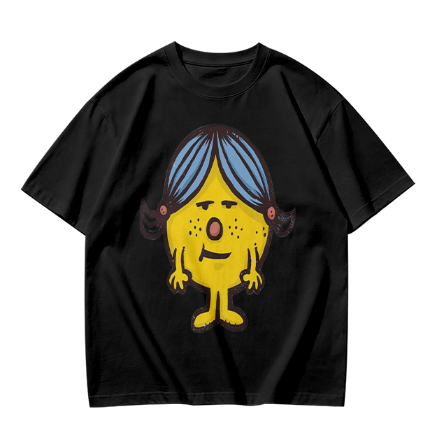 Olive Green T-Shirt With Grumpy Yellow Cartoon Girl Print