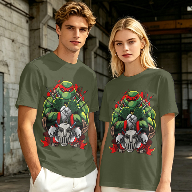 Olive T-Shirt Featuring Raphael the Teenage Mutant Ninja Turtle