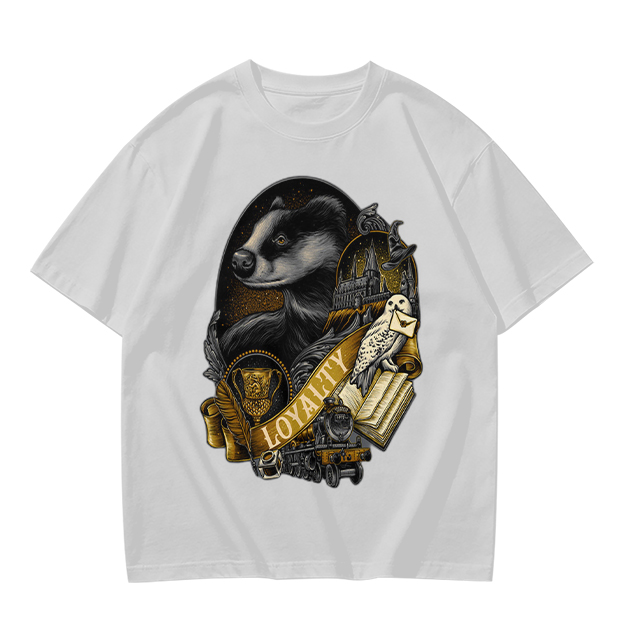 Olive Green Hufflepuff Loyalty Badger Graphic T-Shirt