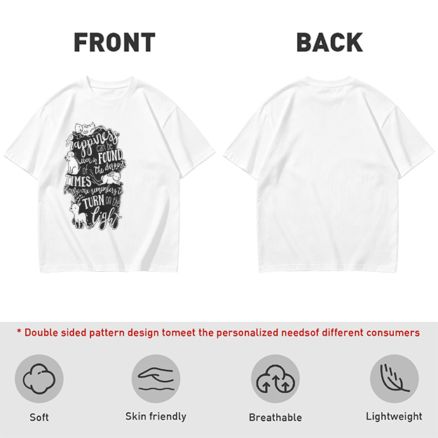 Olive t-shirt with happiness quote and animal illustrations