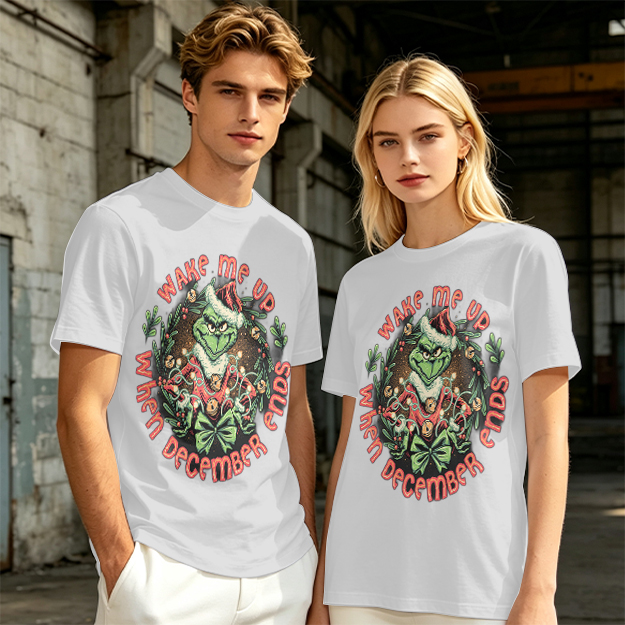 Wake Me Up When December Ends Grinch Christmas T-Shirt