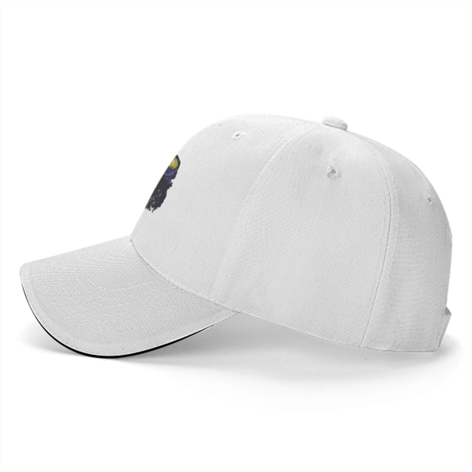 Black Baseball Cap With Starry Night Inspired Art Print