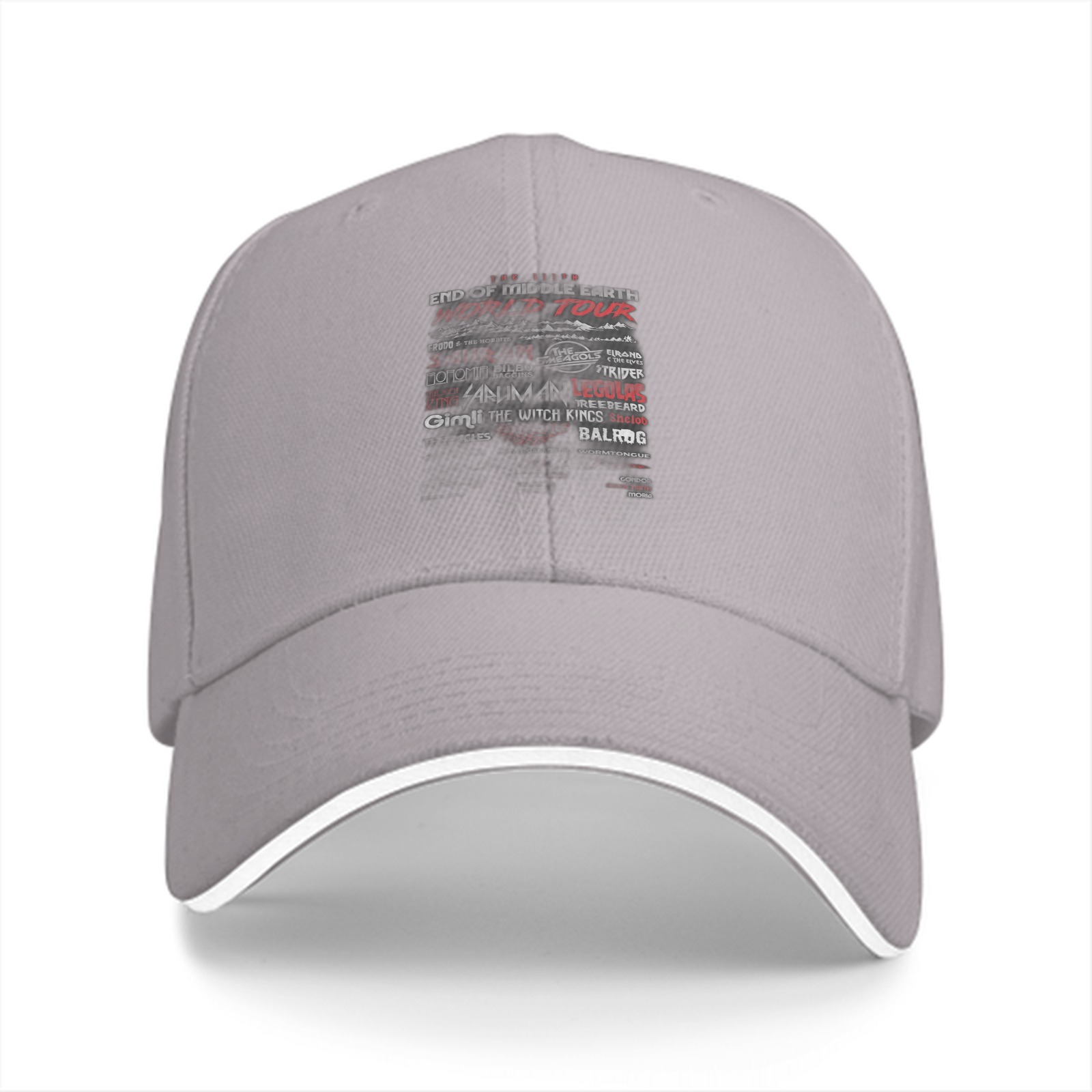 Black Baseball Cap with Middle Earth Tour Themed Print