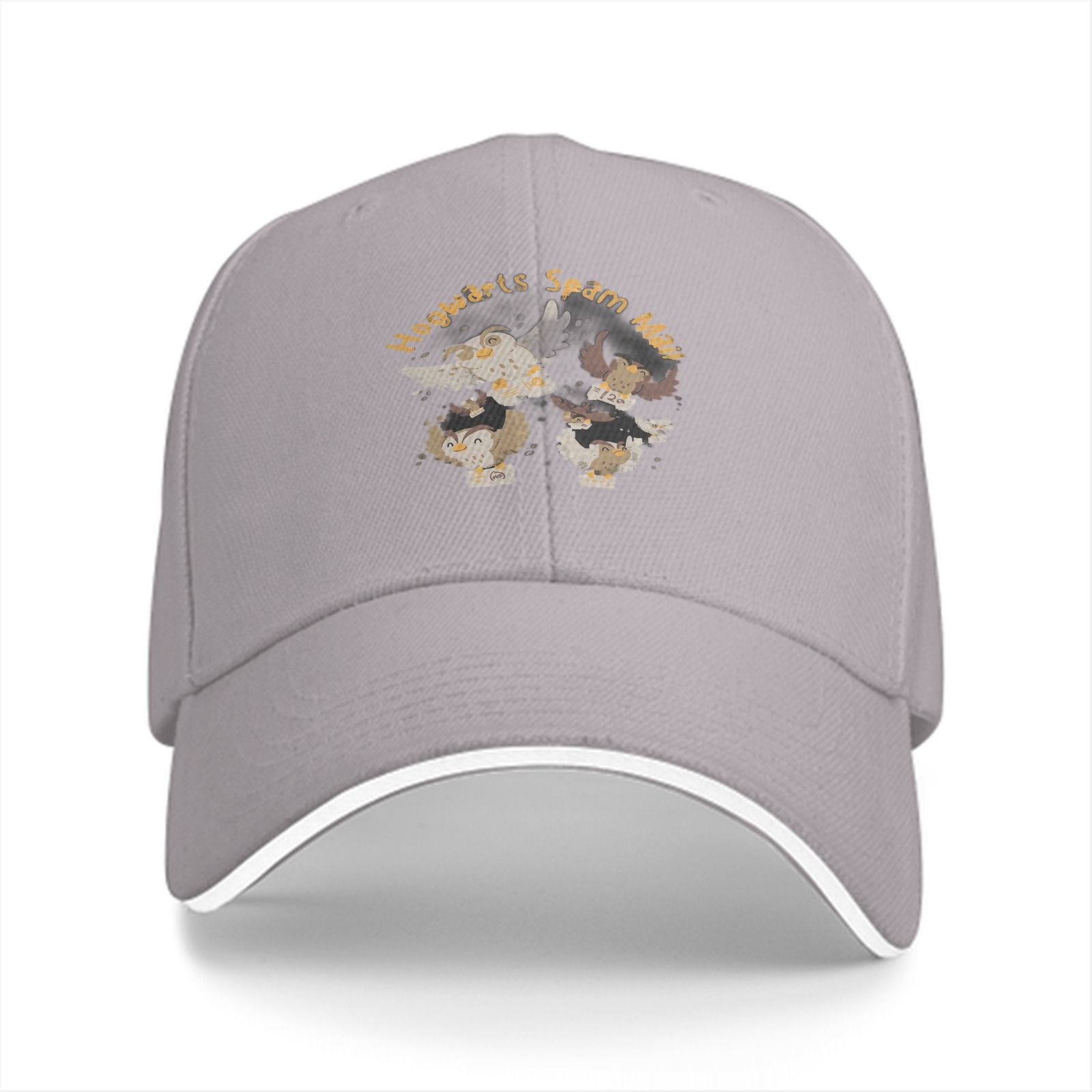 Black baseball cap with Hogwarts Spam Mail owl graphic