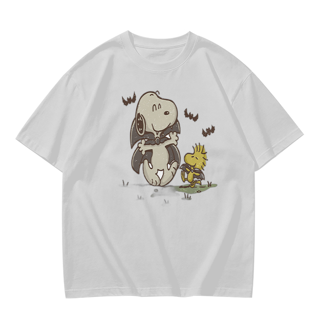 Olive T-shirt with Snoopy and Woodstock Graphic Print