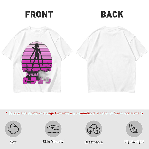 Sailor Moon Anime Silhouette Retro Sunset Graphic T-Shirt