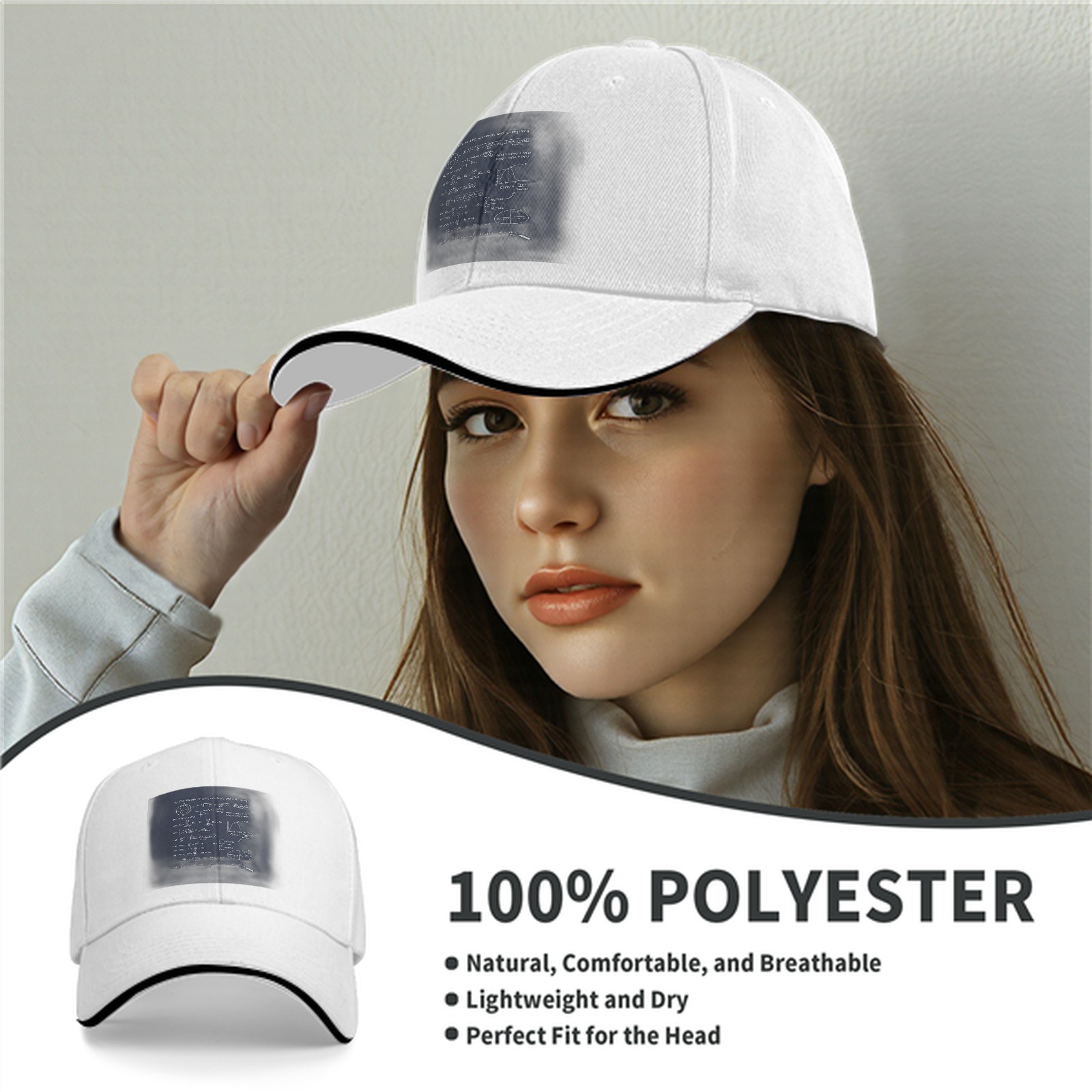 Black Baseball Cap with Math Science Formula Print